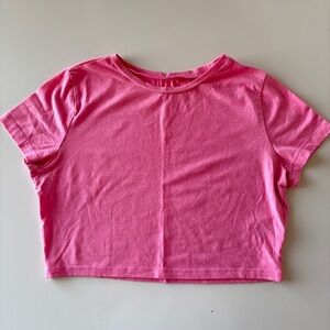 Pink Cropped Crew Neck T-Shirt, Size XXL